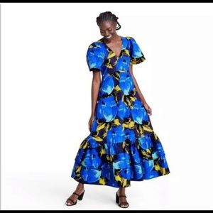 CJR x Target Blue Ruffle Floral Dress Size 16w/18w